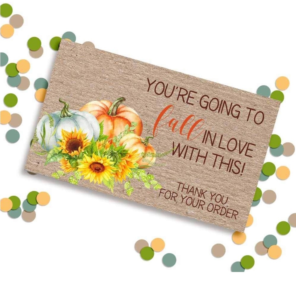 LAST SET🍁25 Premium Fall themed Thank you cards- business card size